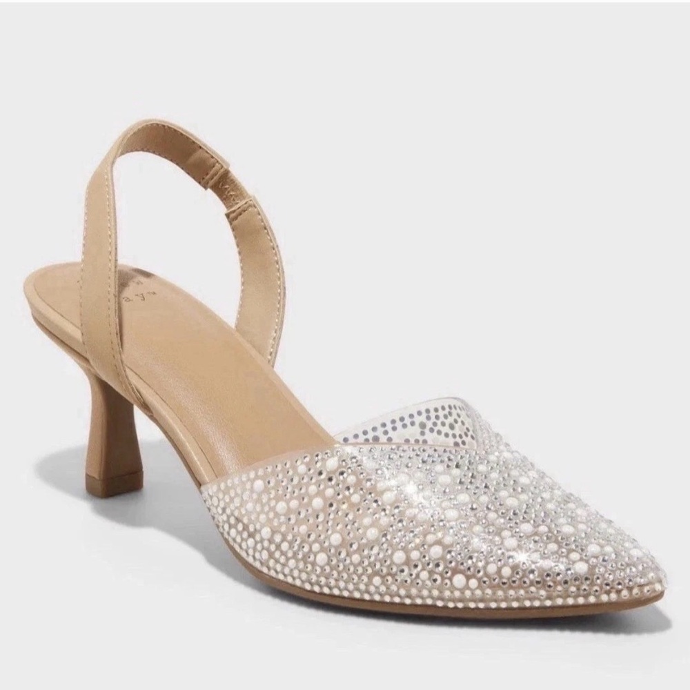 NWT A New Day Women's Isabel Embellished Slingback Kitten Heels Size 7.5
